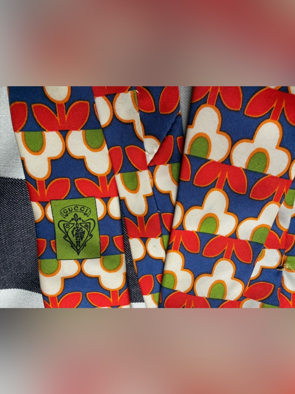 Rare Gucci Pop Art Multicolor Red Blue Green Geometric Silk Tie - Picture 13 of 16